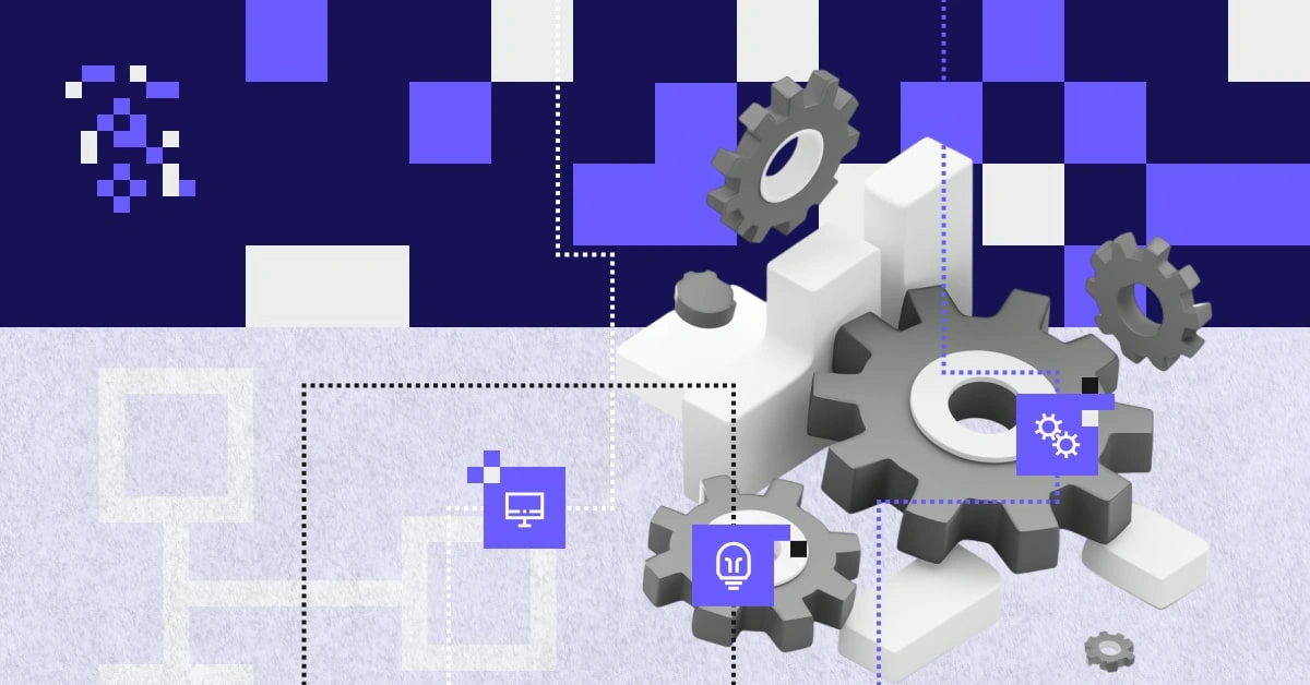 Illustration with gears symbolizing process automation and technology modernization – referencing migration from Camunda 7 to Camunda 8 or alternative workflow engines.