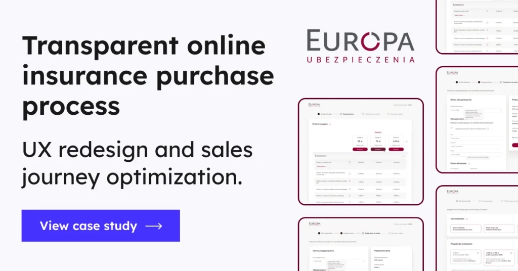 Transparent online insurance purchase process. UX redesign and sales journey optimization. View case study
